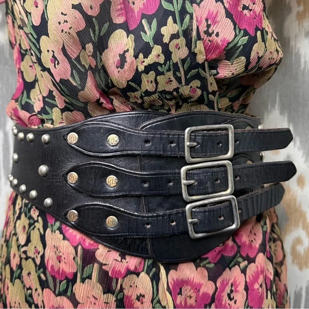 *Ralph Lauren Collection Spring '07 Runway Wide Black Leather Kidney Corset Belt